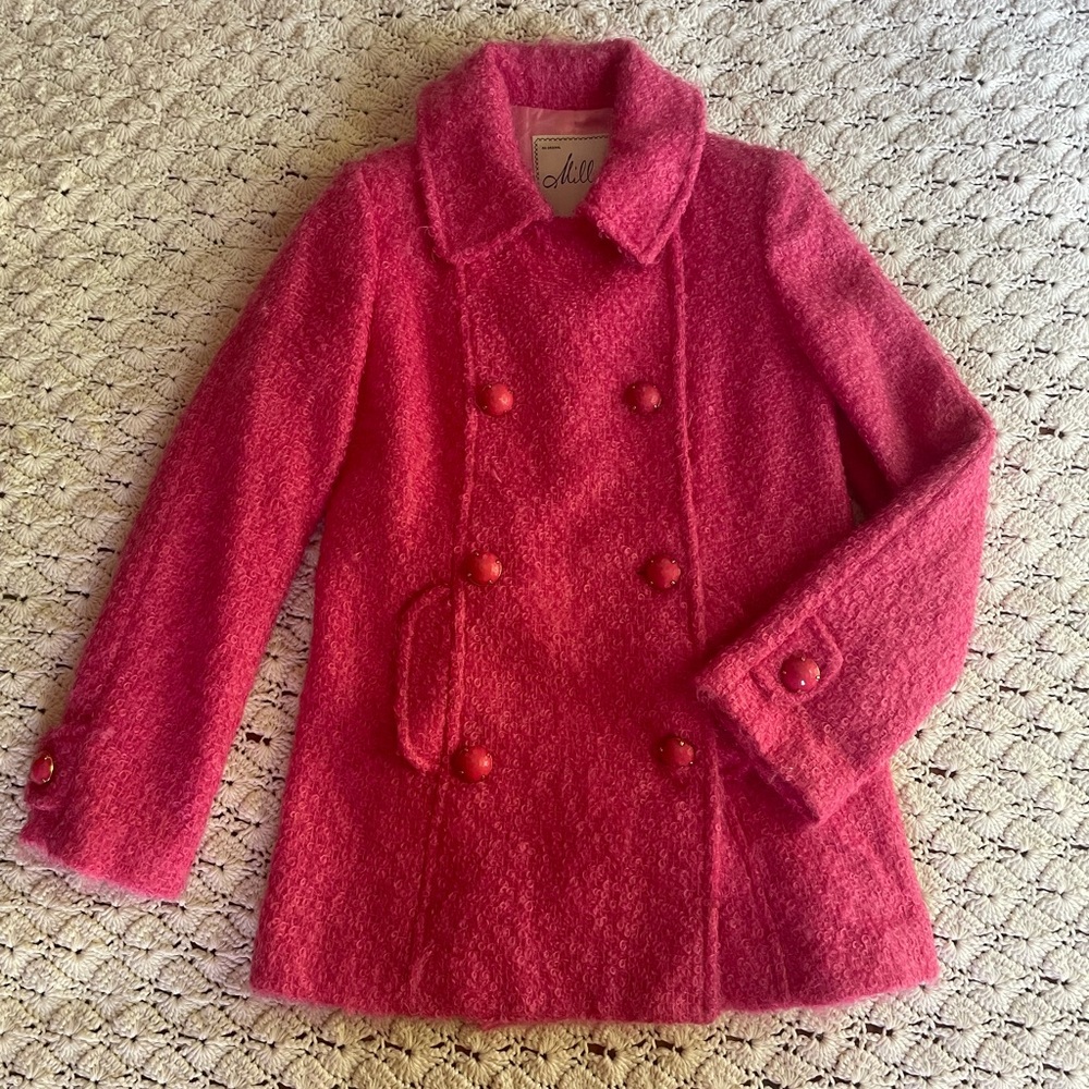 Milly Vibrant Pink Textured Coat